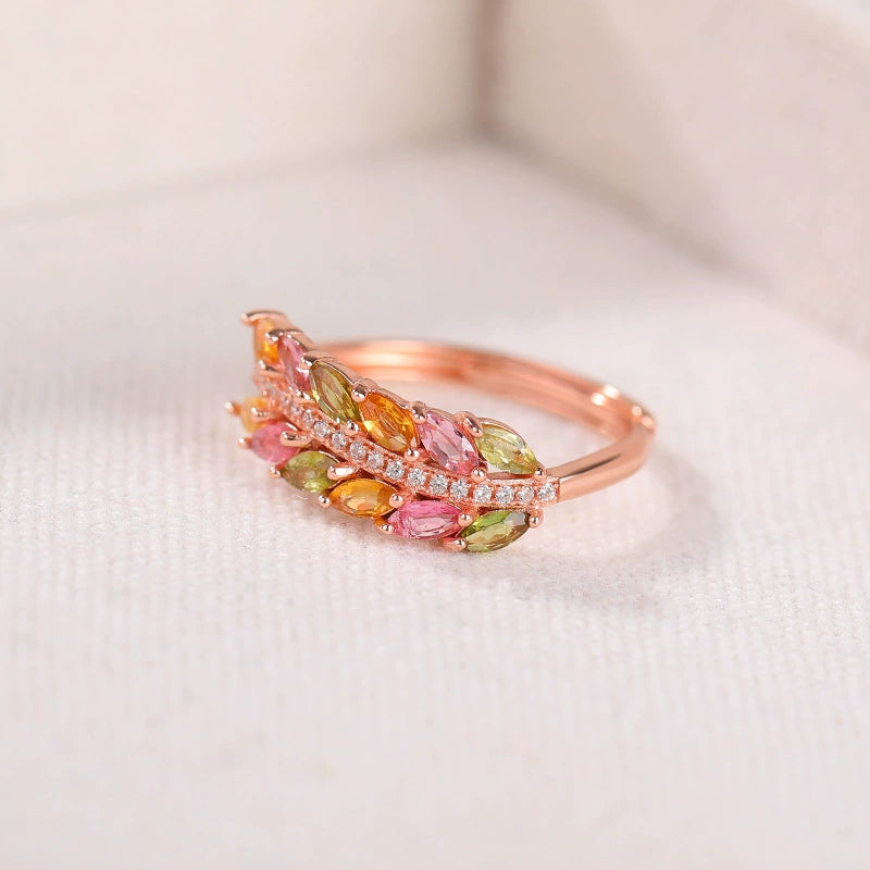 Stack Wheat Ear Tourmaline Ring
