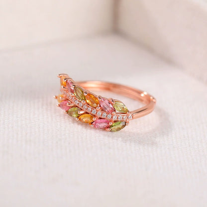 Stack Wheat Ear Tourmaline Ring