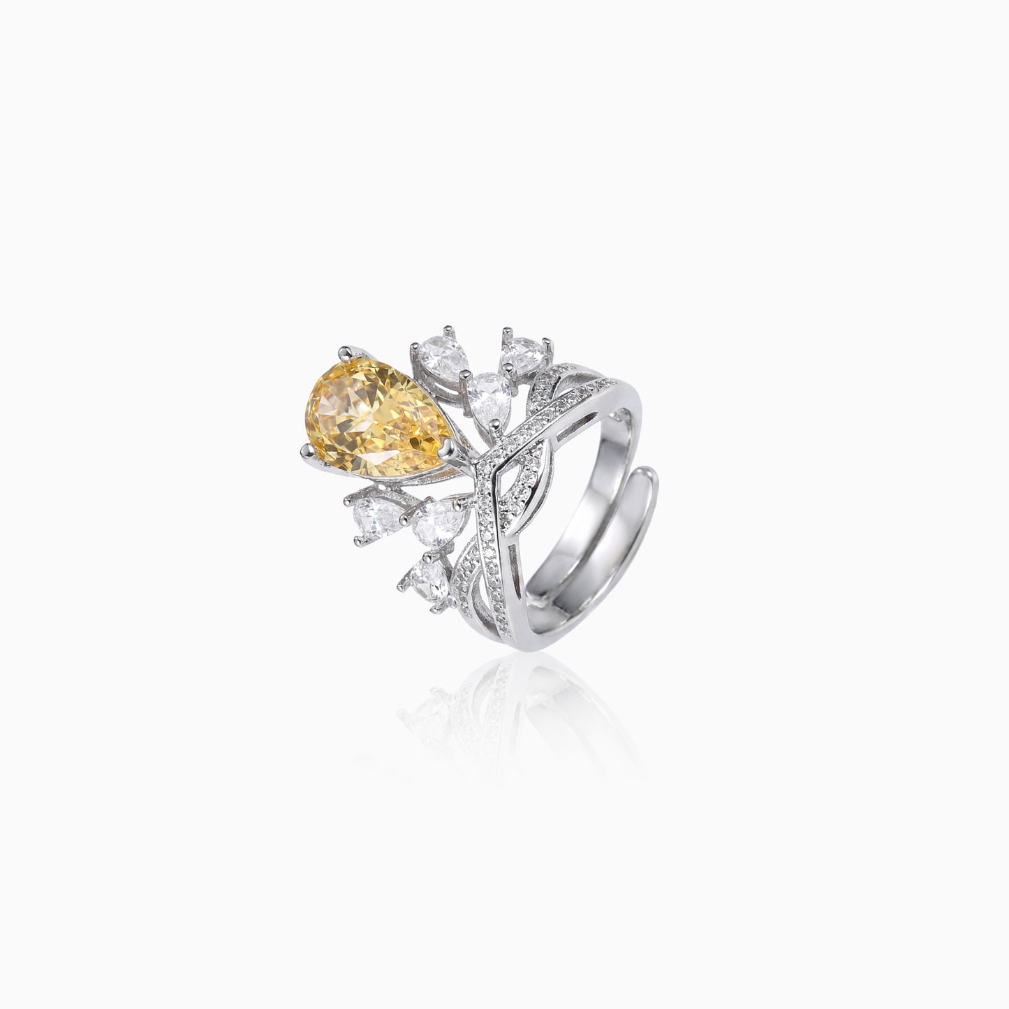 Royal Pear Cluster Open Ring