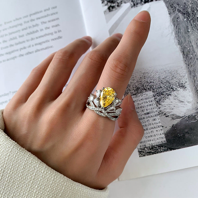 Royal Pear Cluster Open Ring