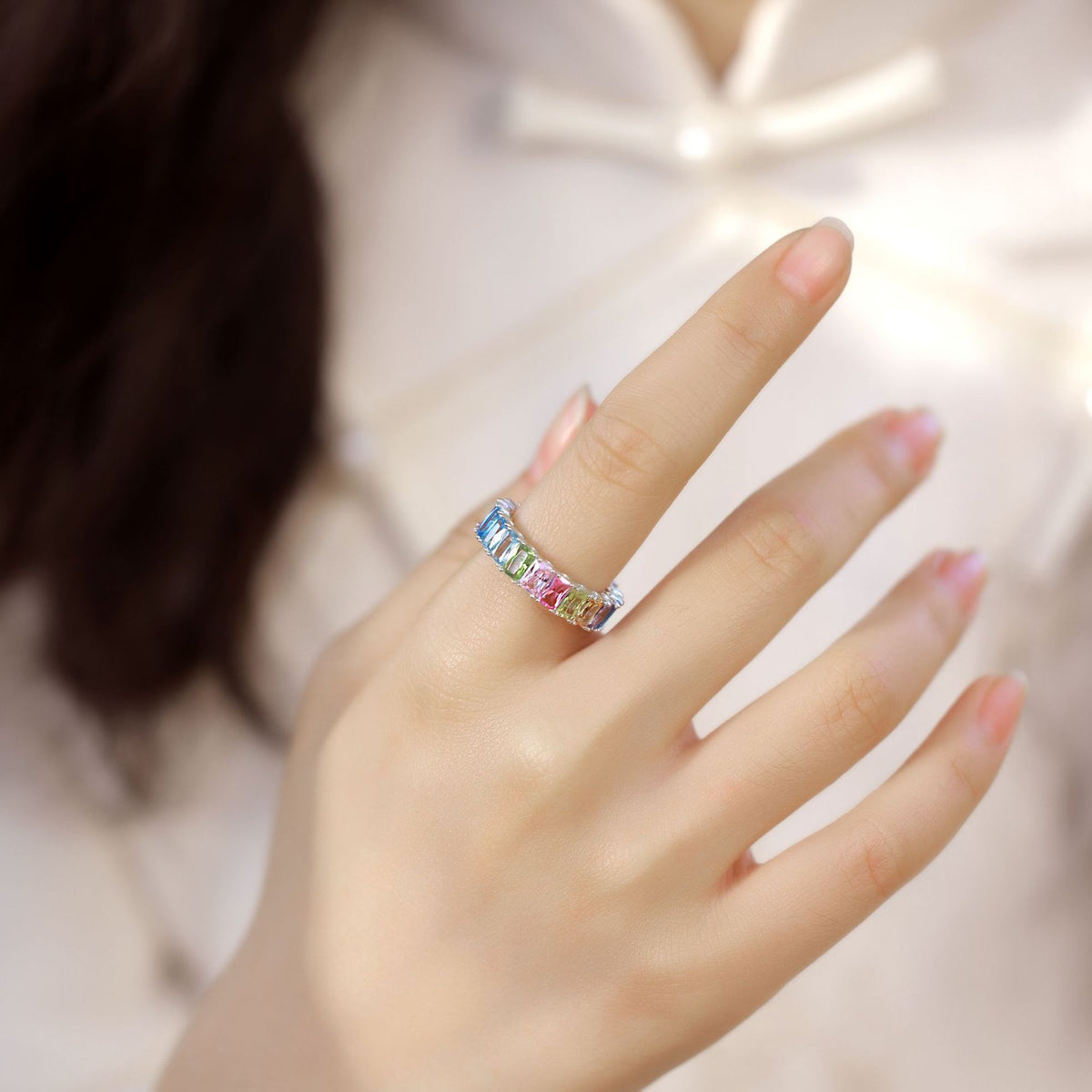 Silver Block Band Ring