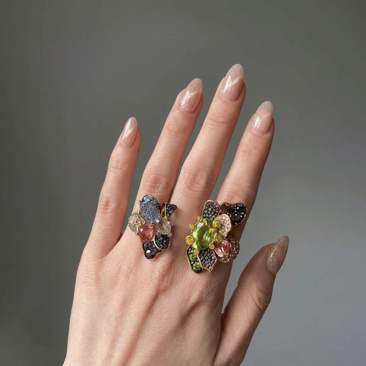 Kaleidoscope Twin-Bloom Open Ring