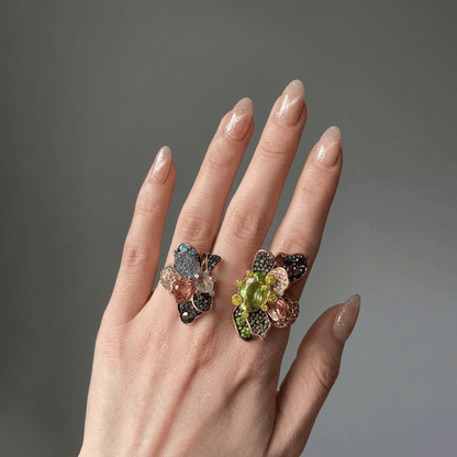 Kaleidoscope Twin-Bloom Open Ring