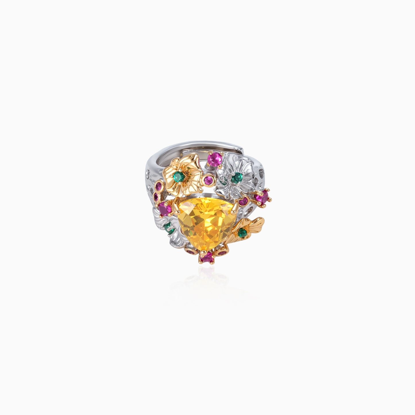 Floral Cluster Open Ring