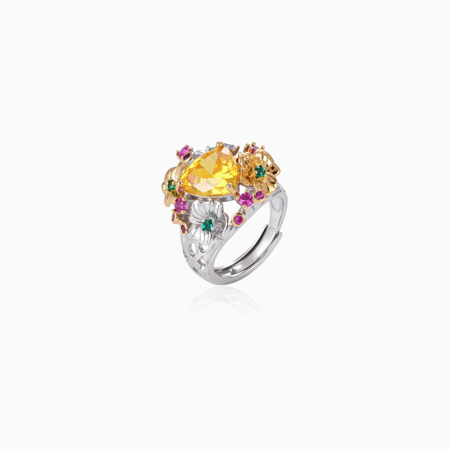 Floral Cluster Open Ring