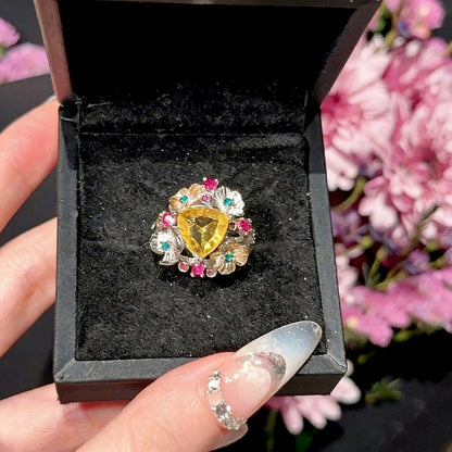 Floral Cluster Open Ring