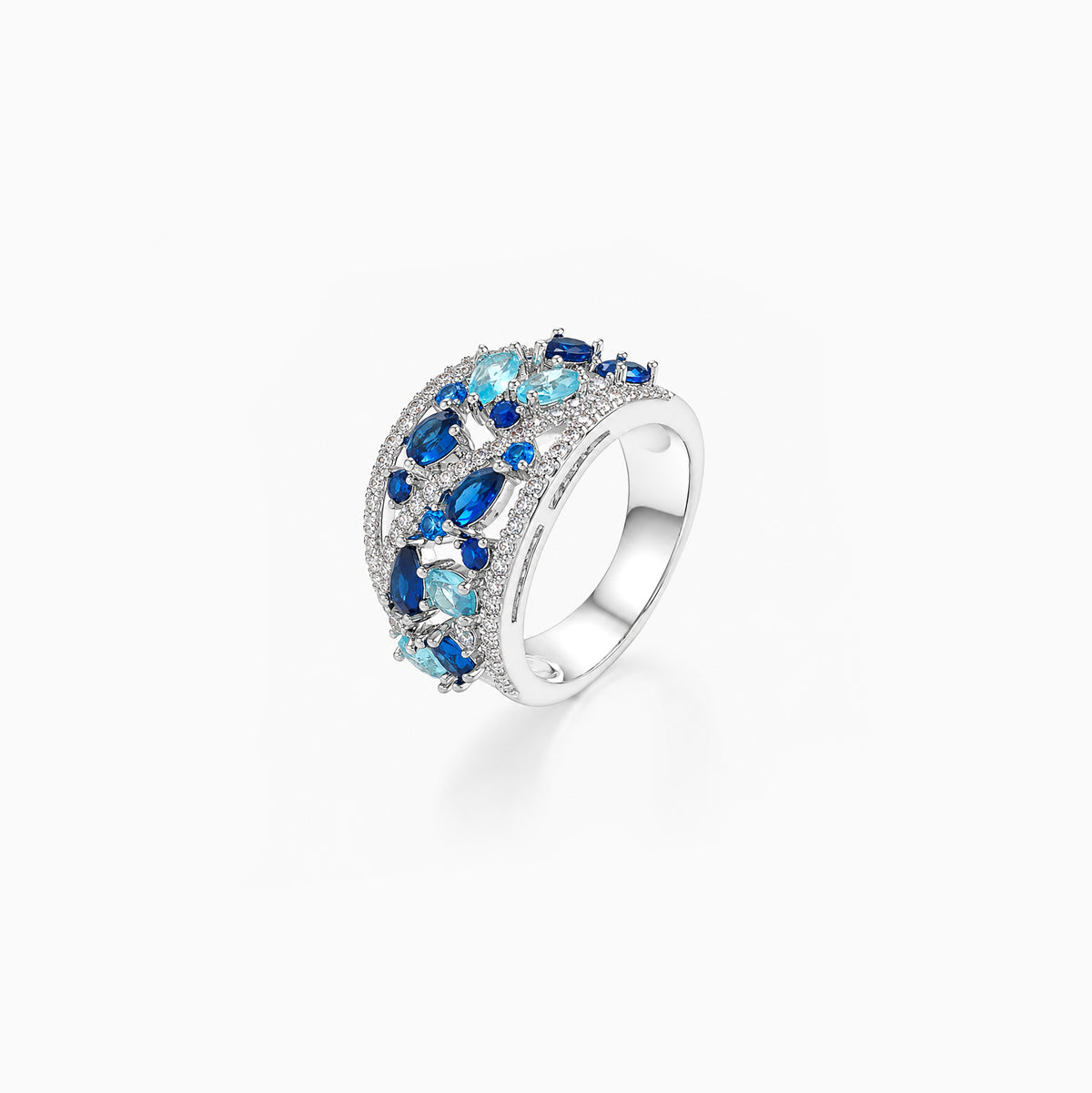 Colored Gemstone Tide Ocean Ring