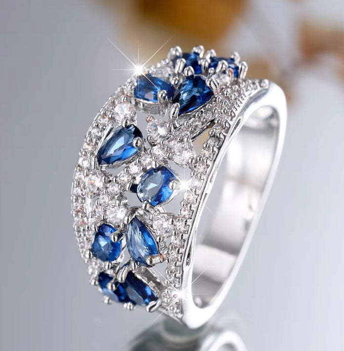 Colored Gemstone Tide Ocean Ring