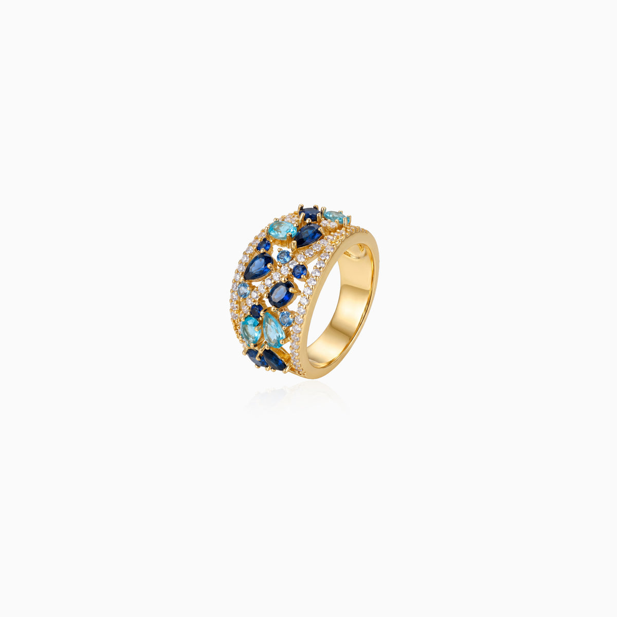 Colored Gemstone Tide Ocean Ring