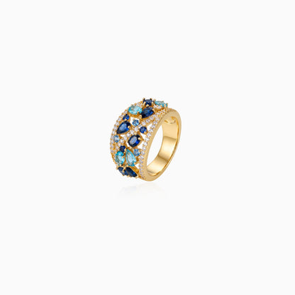 Colored Gemstone Tide Ocean Ring