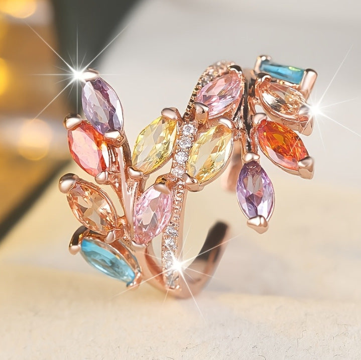 Rainbow Petal Open-Ring