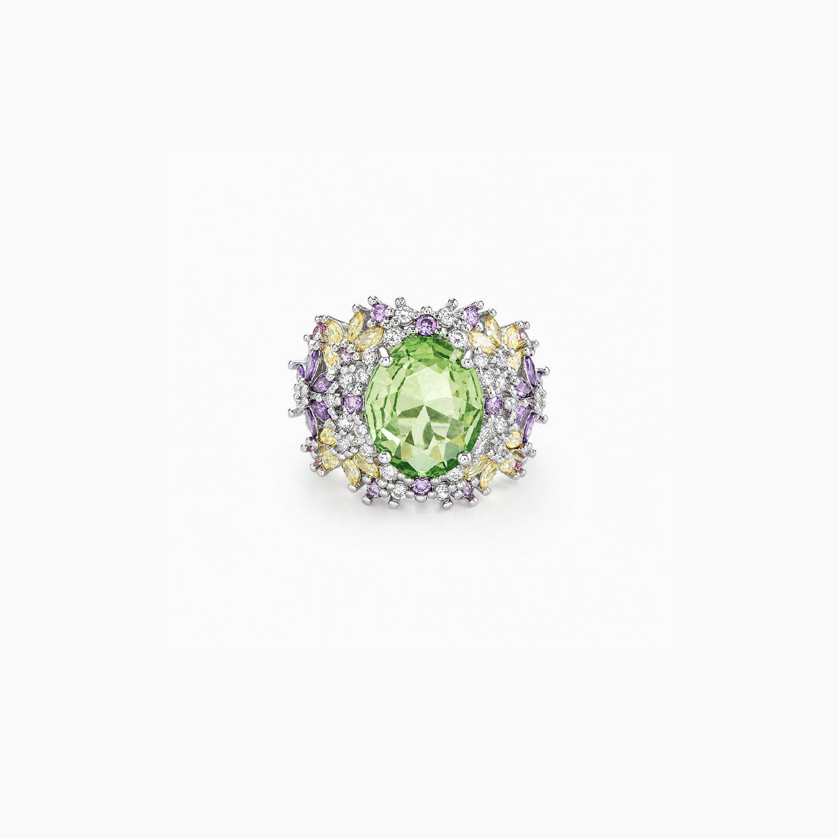 Crown Emerald Open-Ring