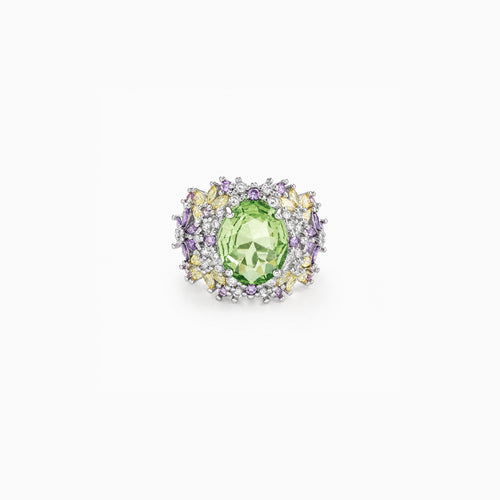Crown Emerald Open-Ring