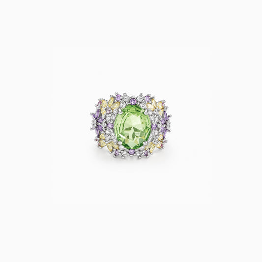 Crown Emerald Open-Ring