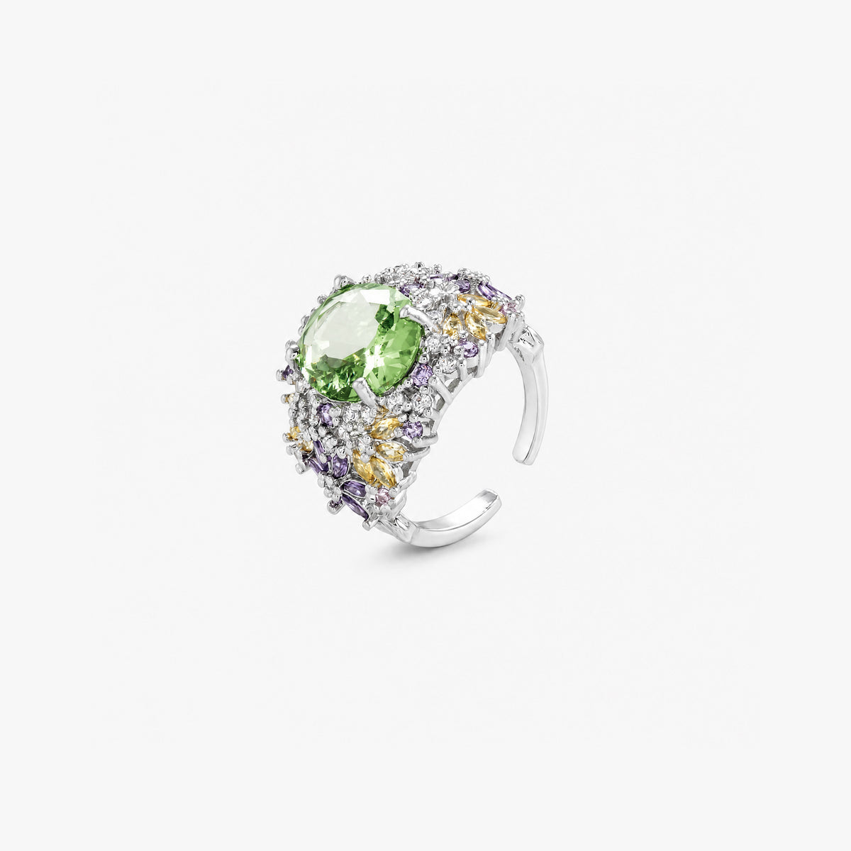 Crown Emerald Open-Ring