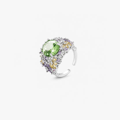 Crown Emerald Open-Ring