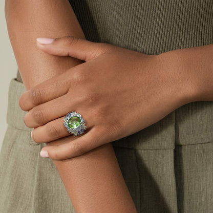 Crown Emerald Open-Ring