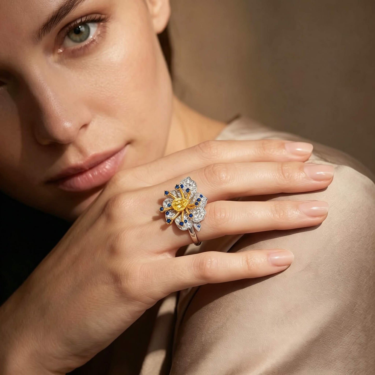 Blue Petal Bloom Ring