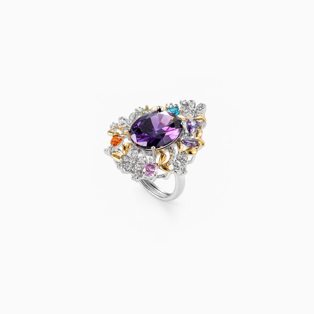 Violet Floral Bloom Ring