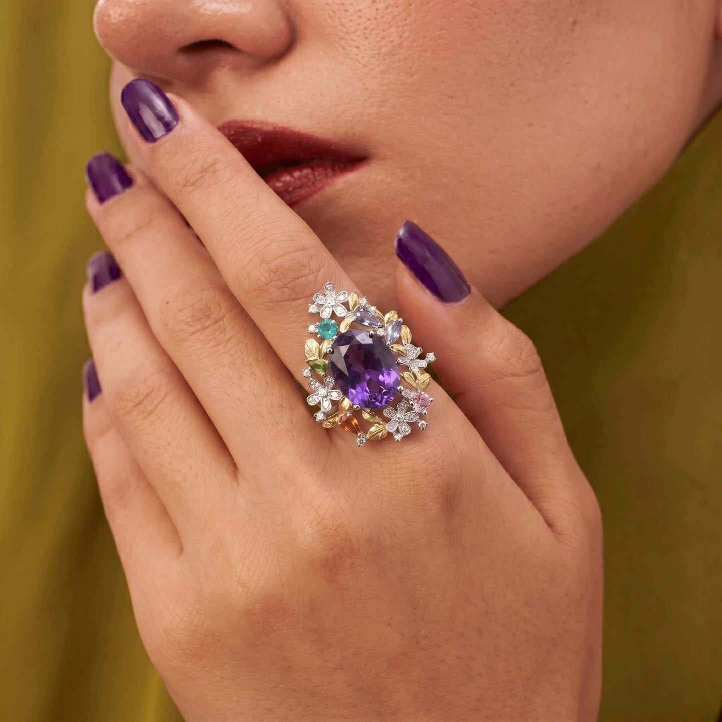 Violet Floral Bloom Ring