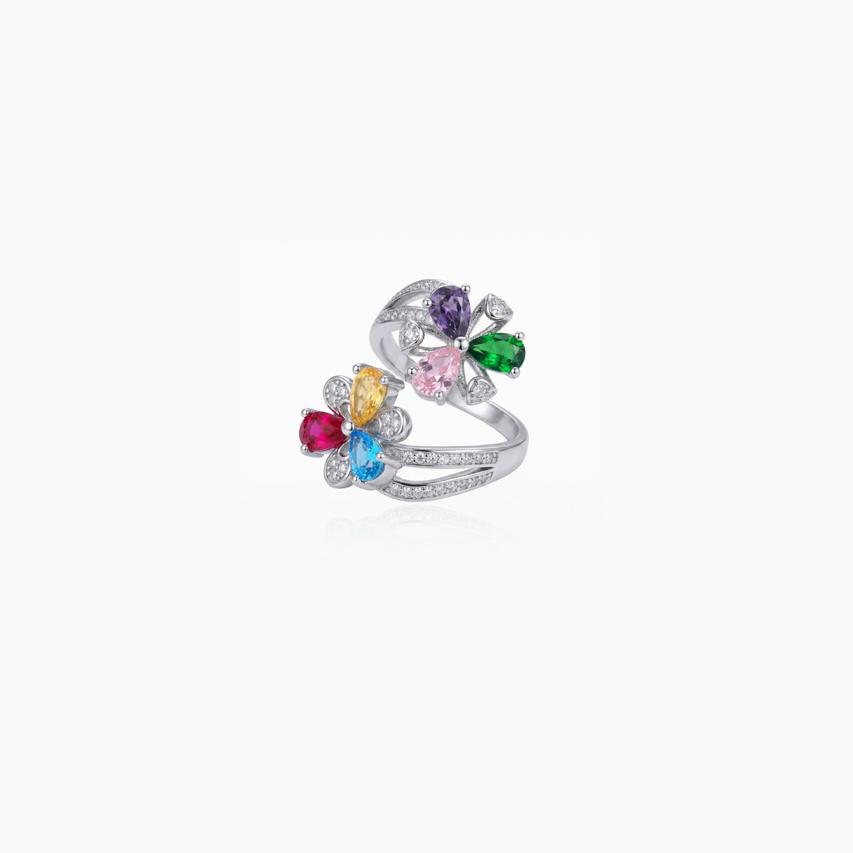 Double Bloom Wrap Open Ring