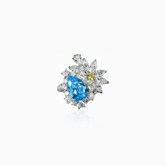 Ice Blue Daisy Ring