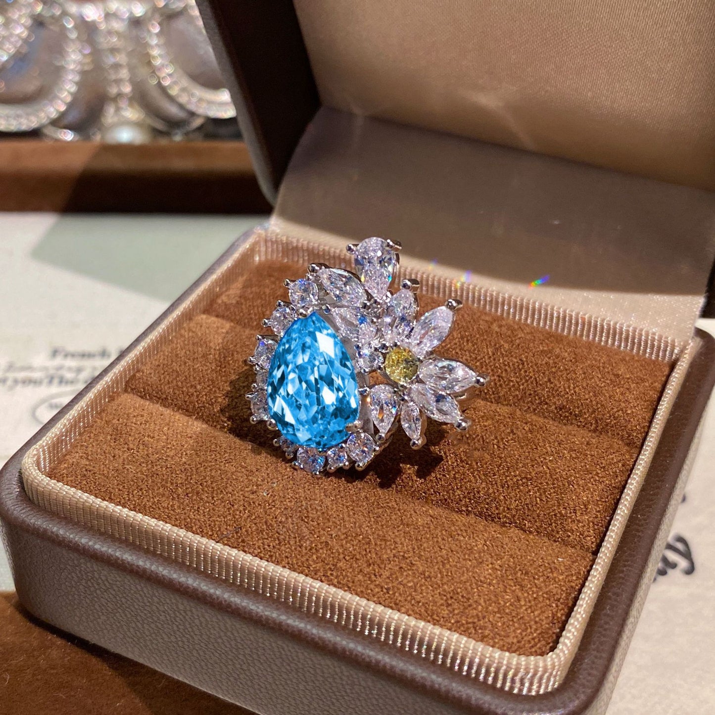 Ice Blue Daisy Ring
