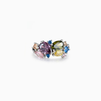 Colored Cluster Band Ring