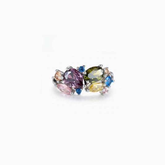 Colored Cluster Band Ring