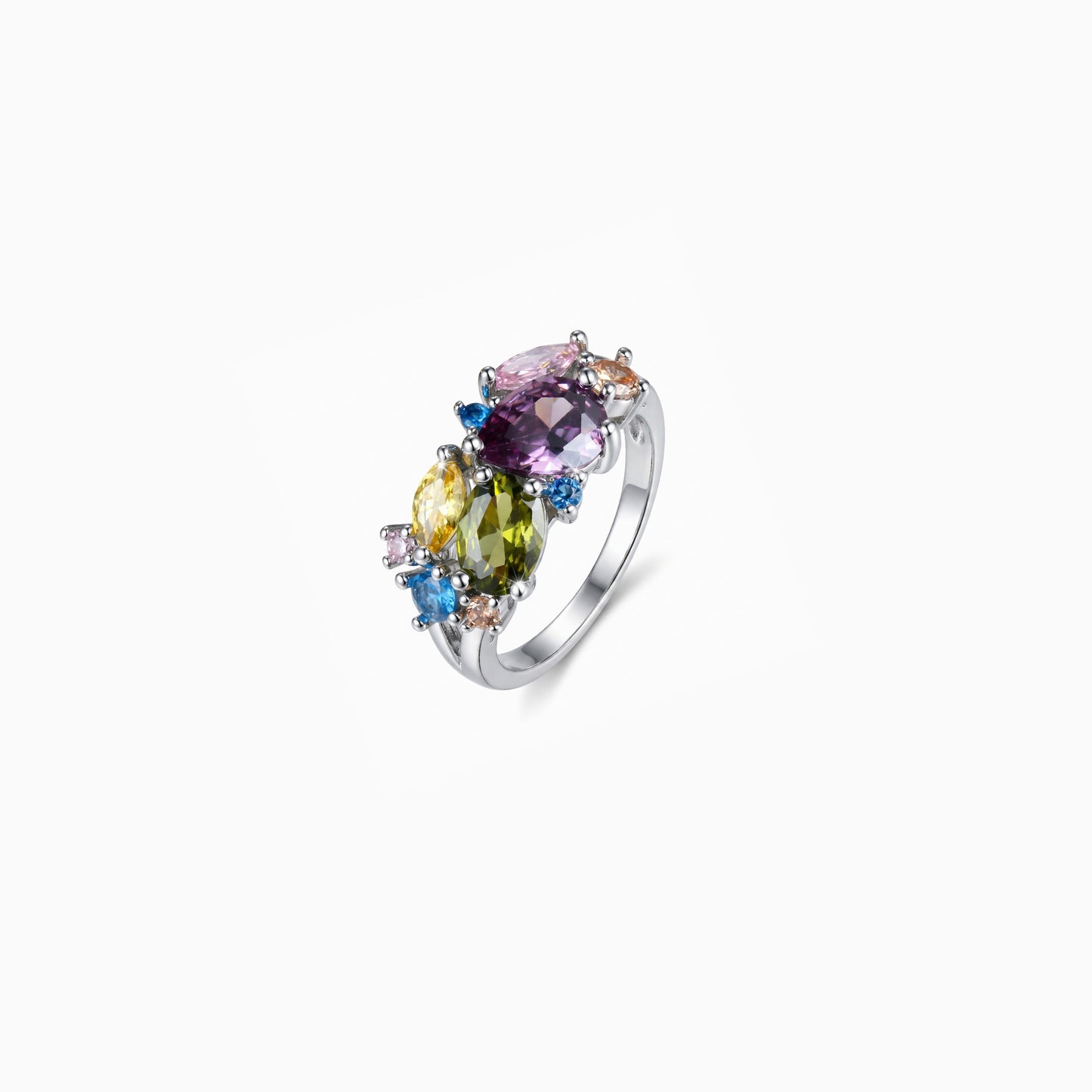 Colored Cluster Band Ring