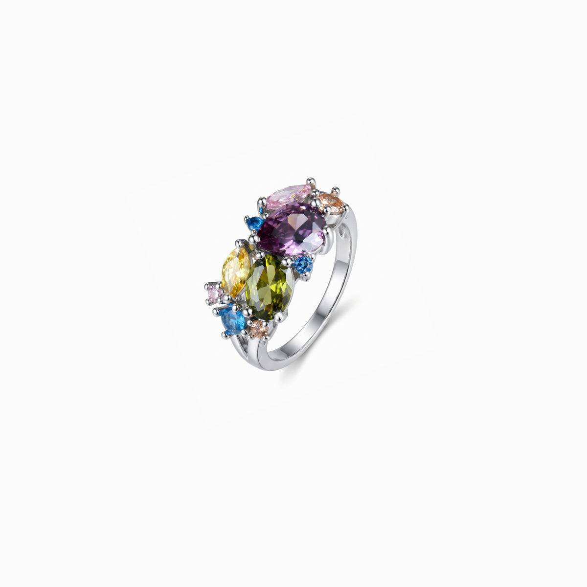 Colored Cluster Band Ring