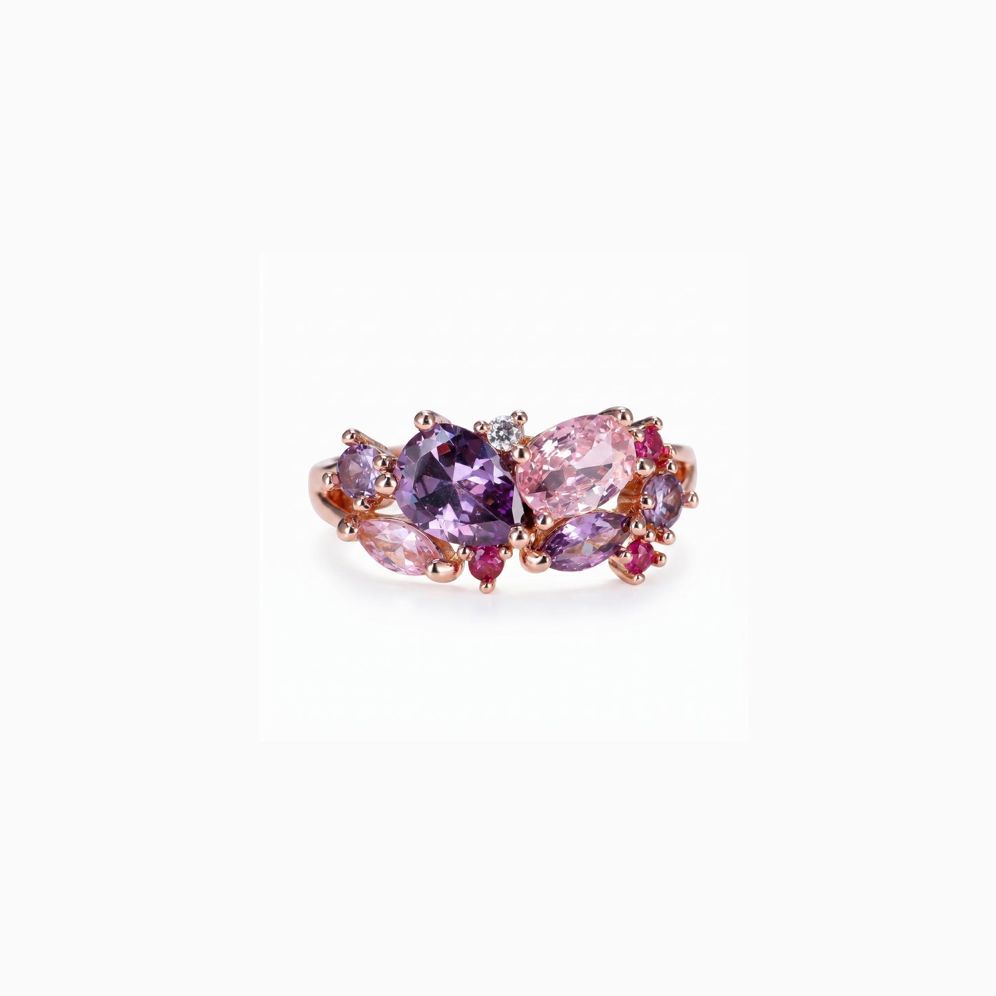 Colored Cluster Band Ring