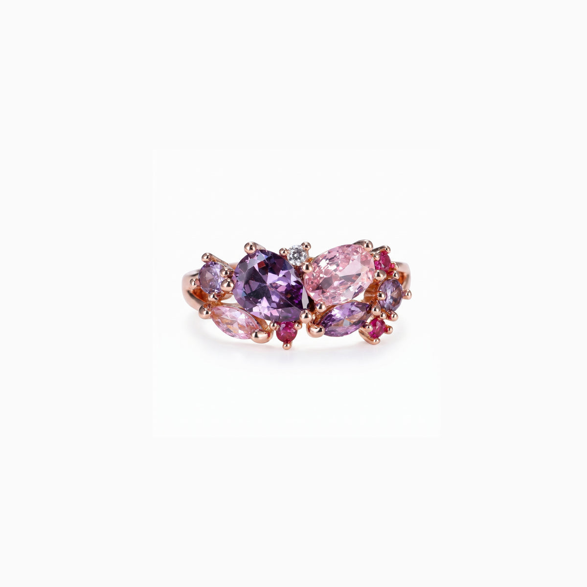 Colored Cluster Band Ring
