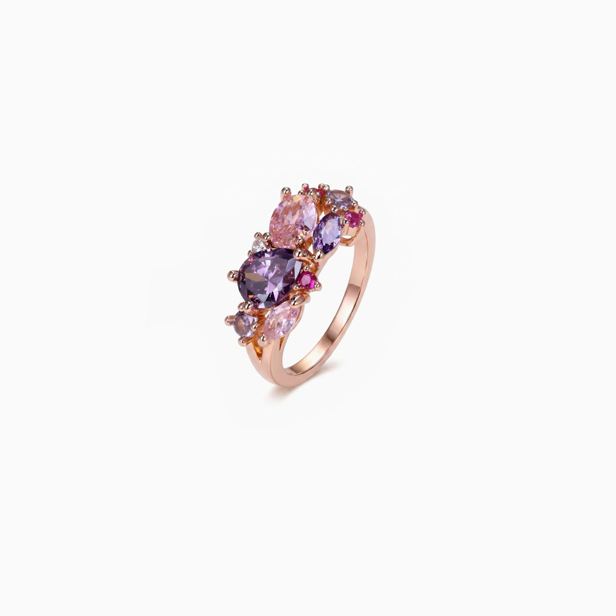 Colored Cluster Band Ring