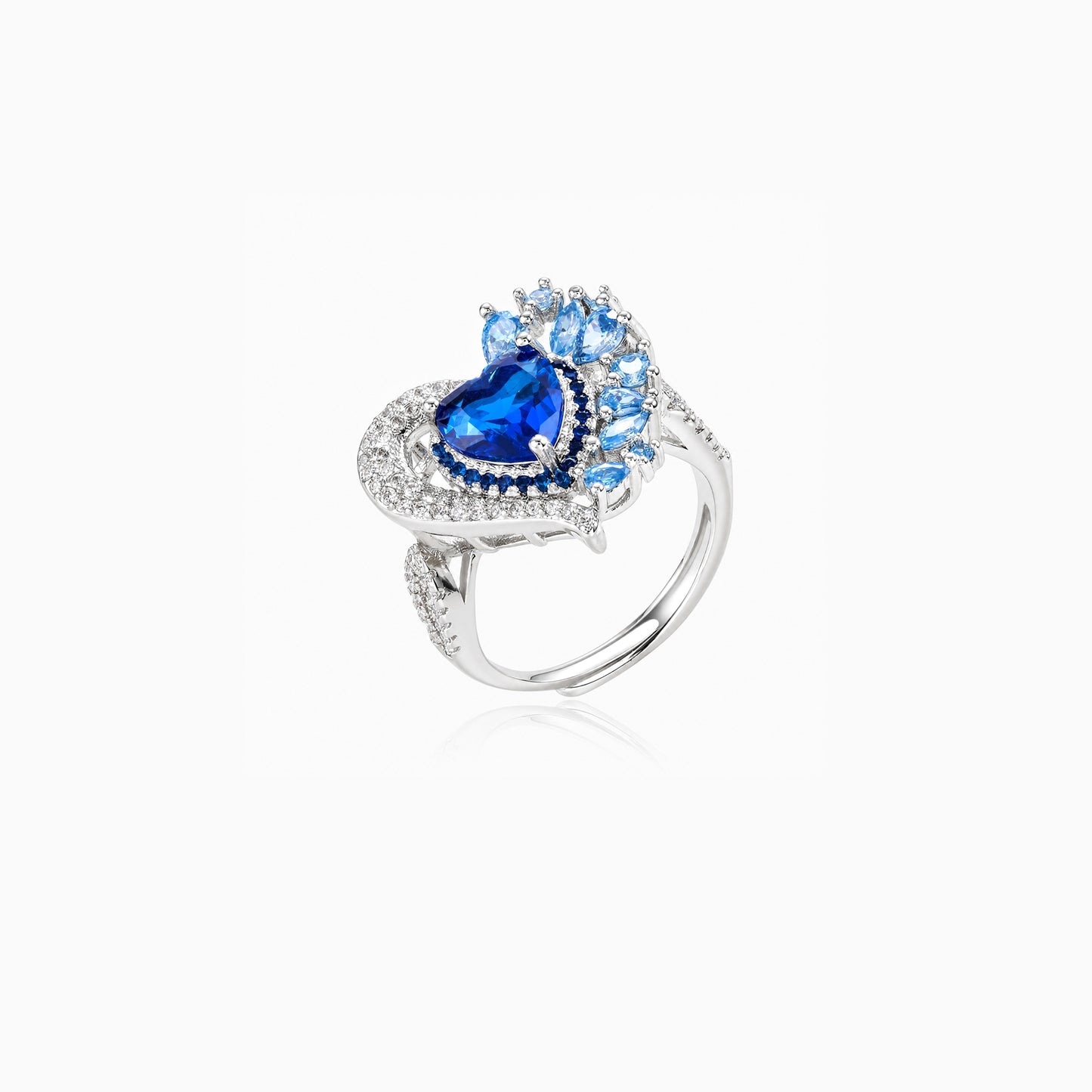 Blue Tide Heart Ring