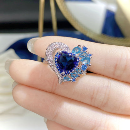 Blue Tide Heart Ring