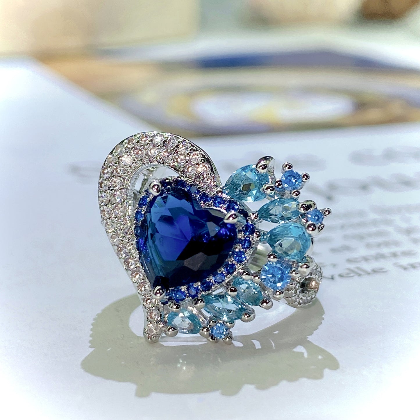 Blue Tide Heart Ring