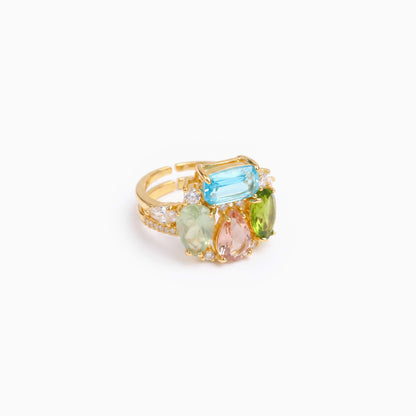 Aqua Petal Open Ring