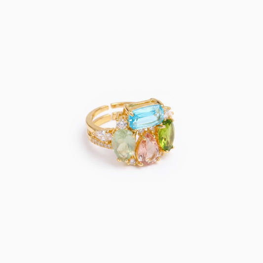 Aqua Petal Open Ring