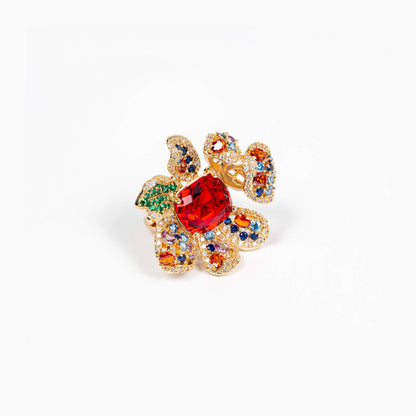 Red Bloom Open Ring