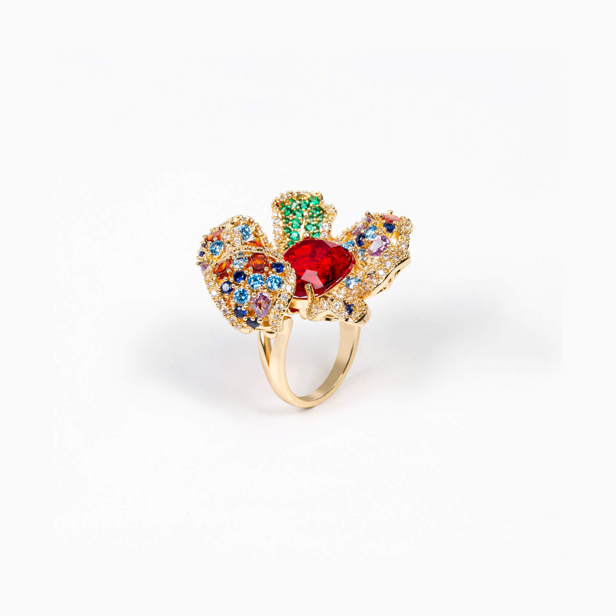 Red Bloom Open Ring