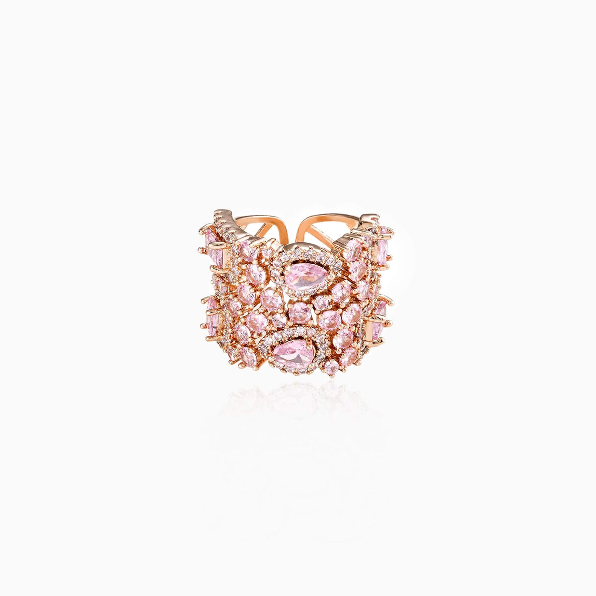 Pink Cluster Collage Open Ring