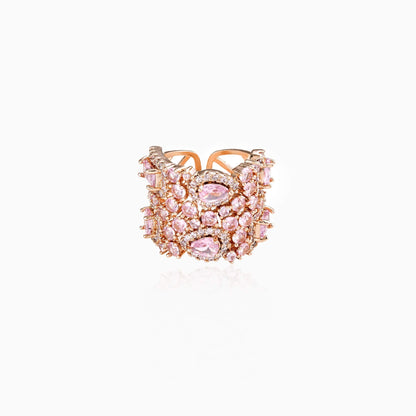 Pink Cluster Collage Open Ring