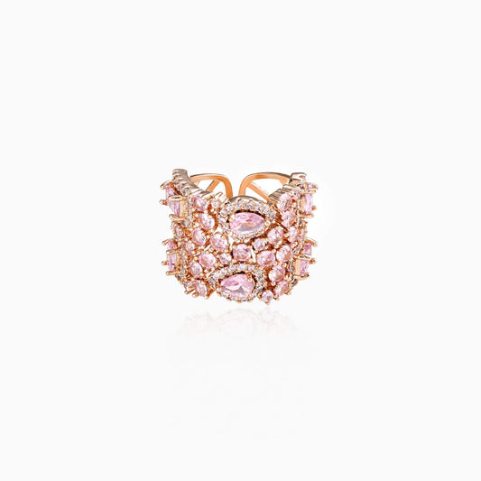 Pink Cluster Collage Open Ring