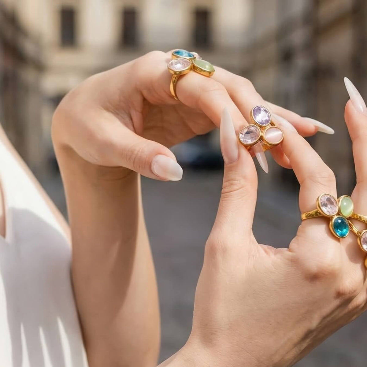 Gem Collage Trio Ring