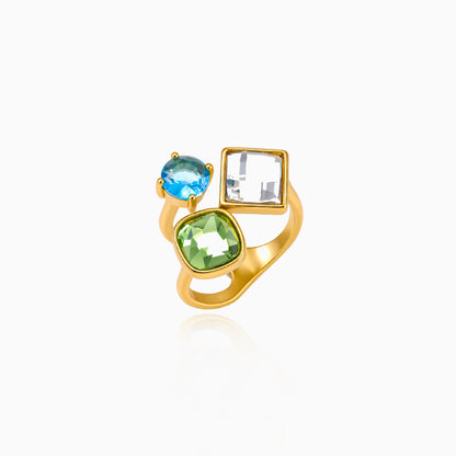 Gem Collage Geometric Open Ring
