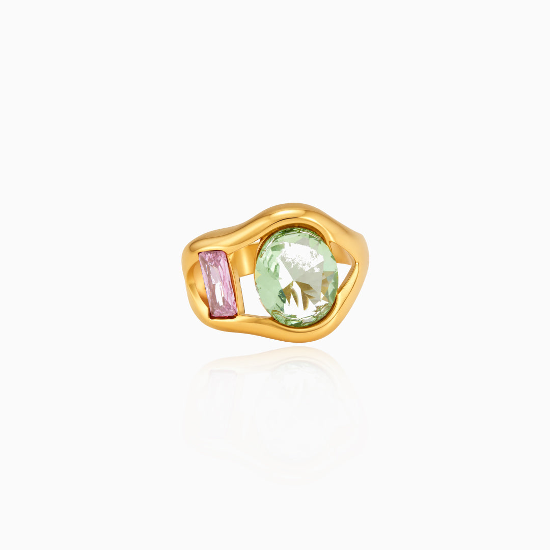 Sculpted Gem Open Ring