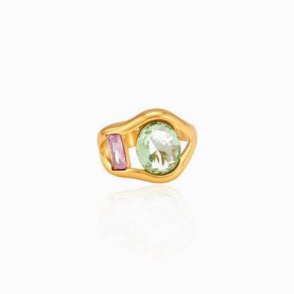 Sculpted Gem Open Ring