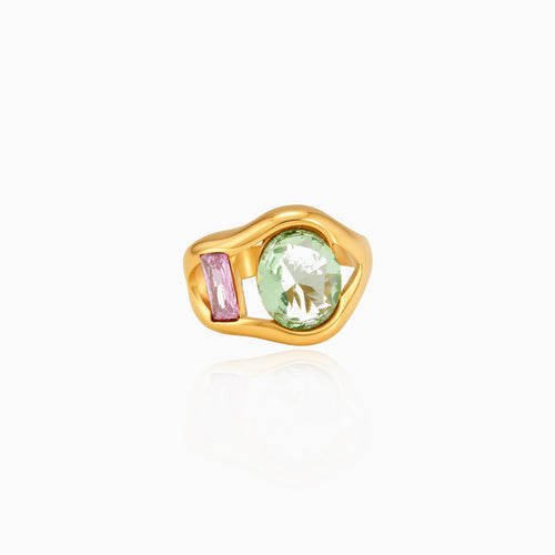 Sculpted Gem Open Ring