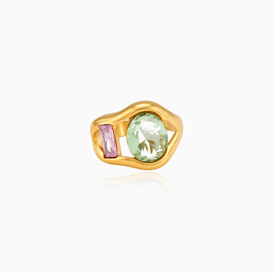 Sculpted Gem Open Ring